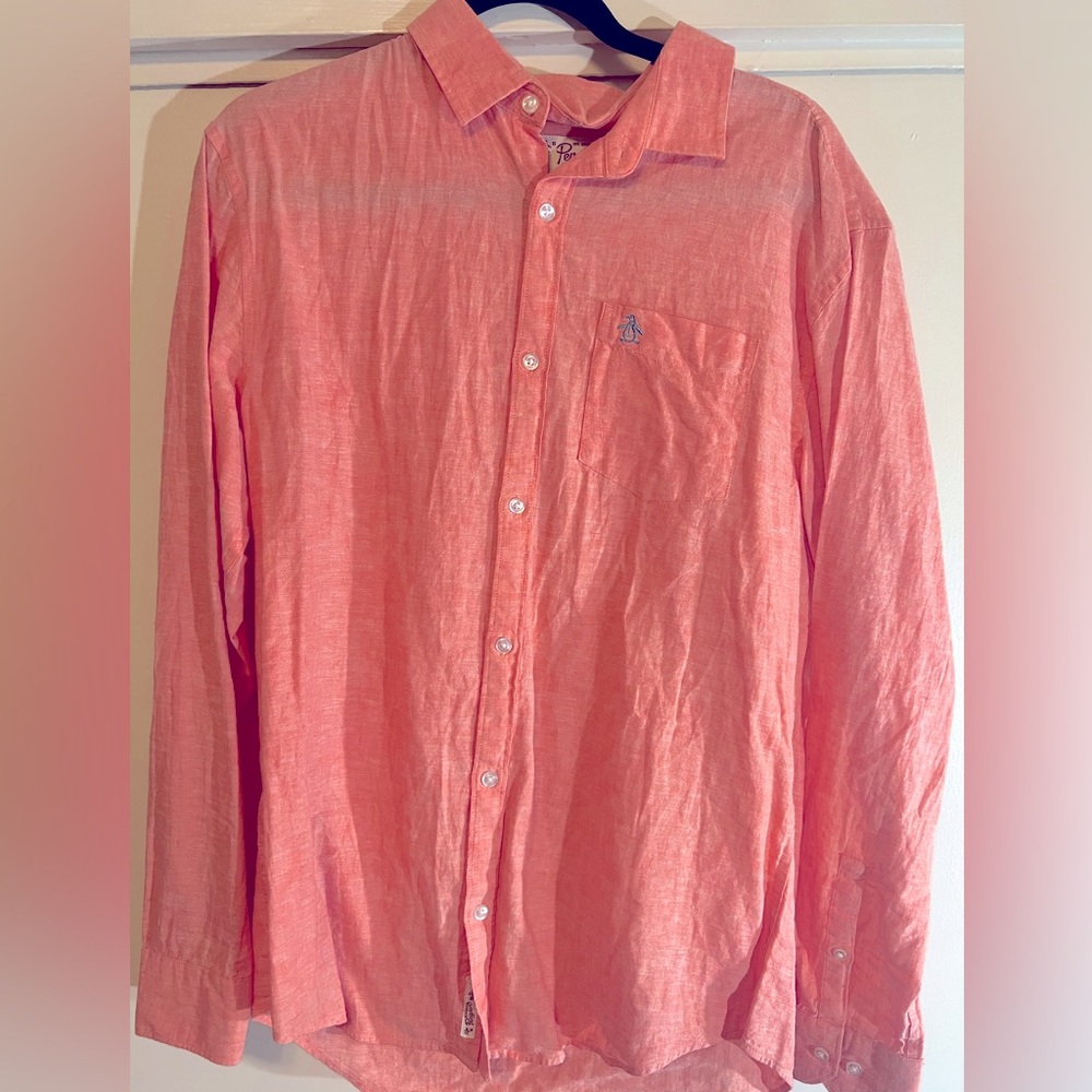 Original Penguin Brand linen long sleeve shirt